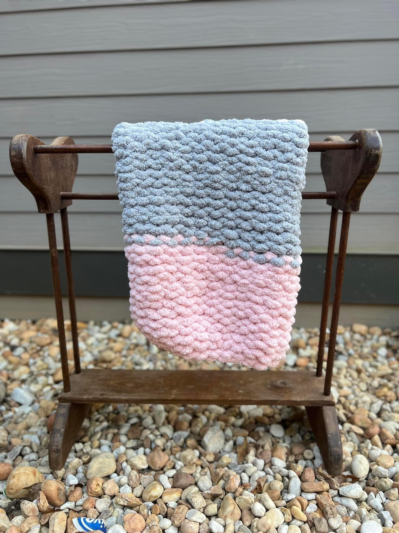 Pink and grey baby blanket hotsell