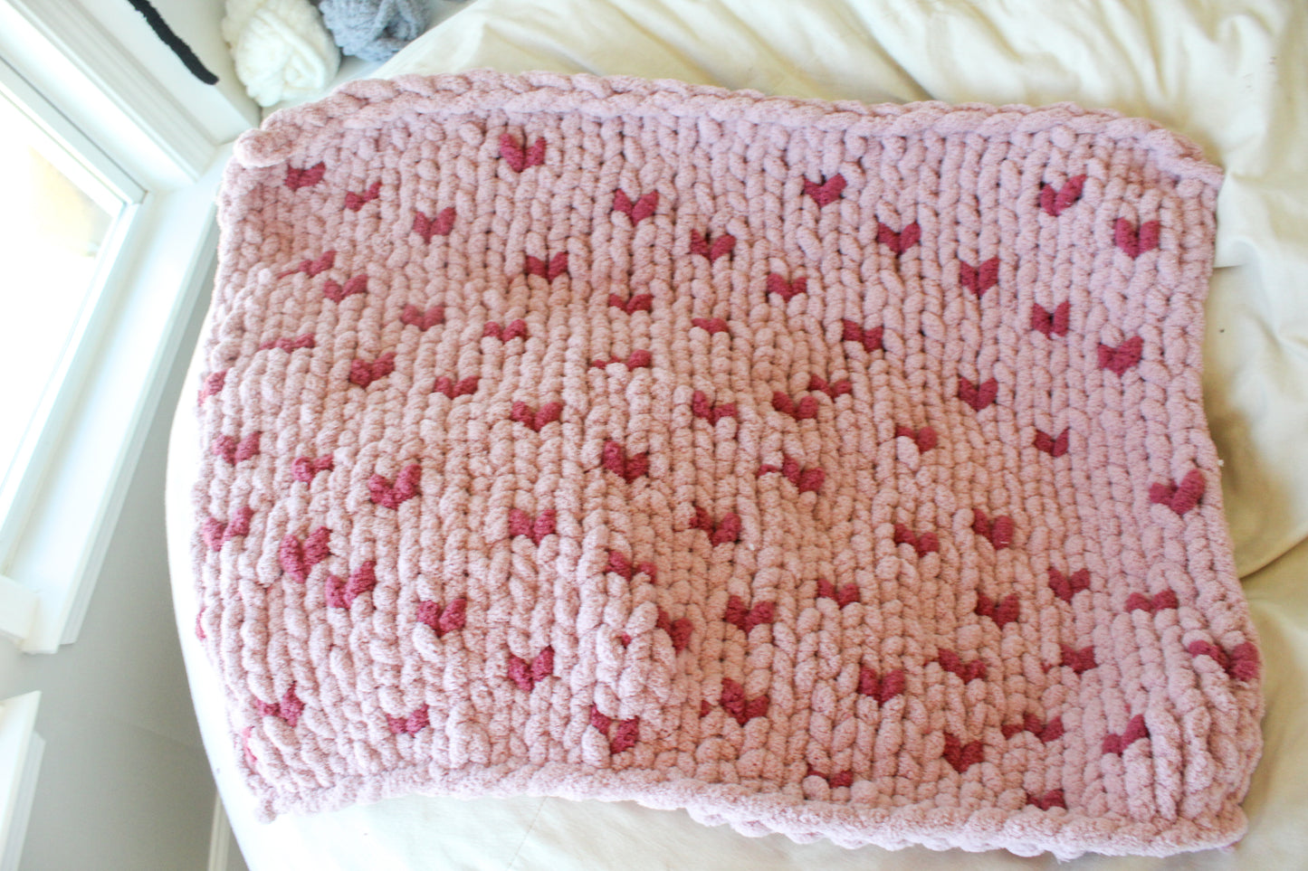 Pink hearts baby blanket